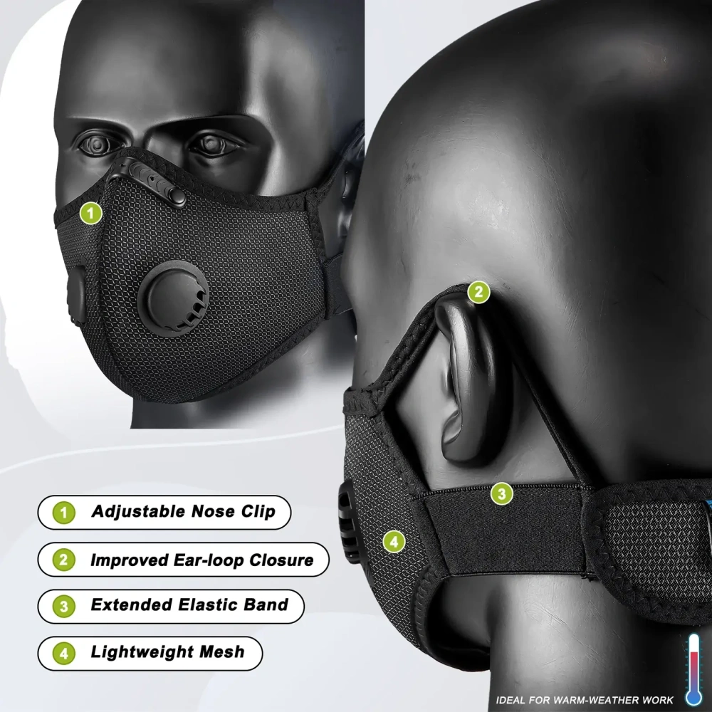 Breath IX M Plus Reusable Dust Mask Combo Kit with Activated Carbon Filters