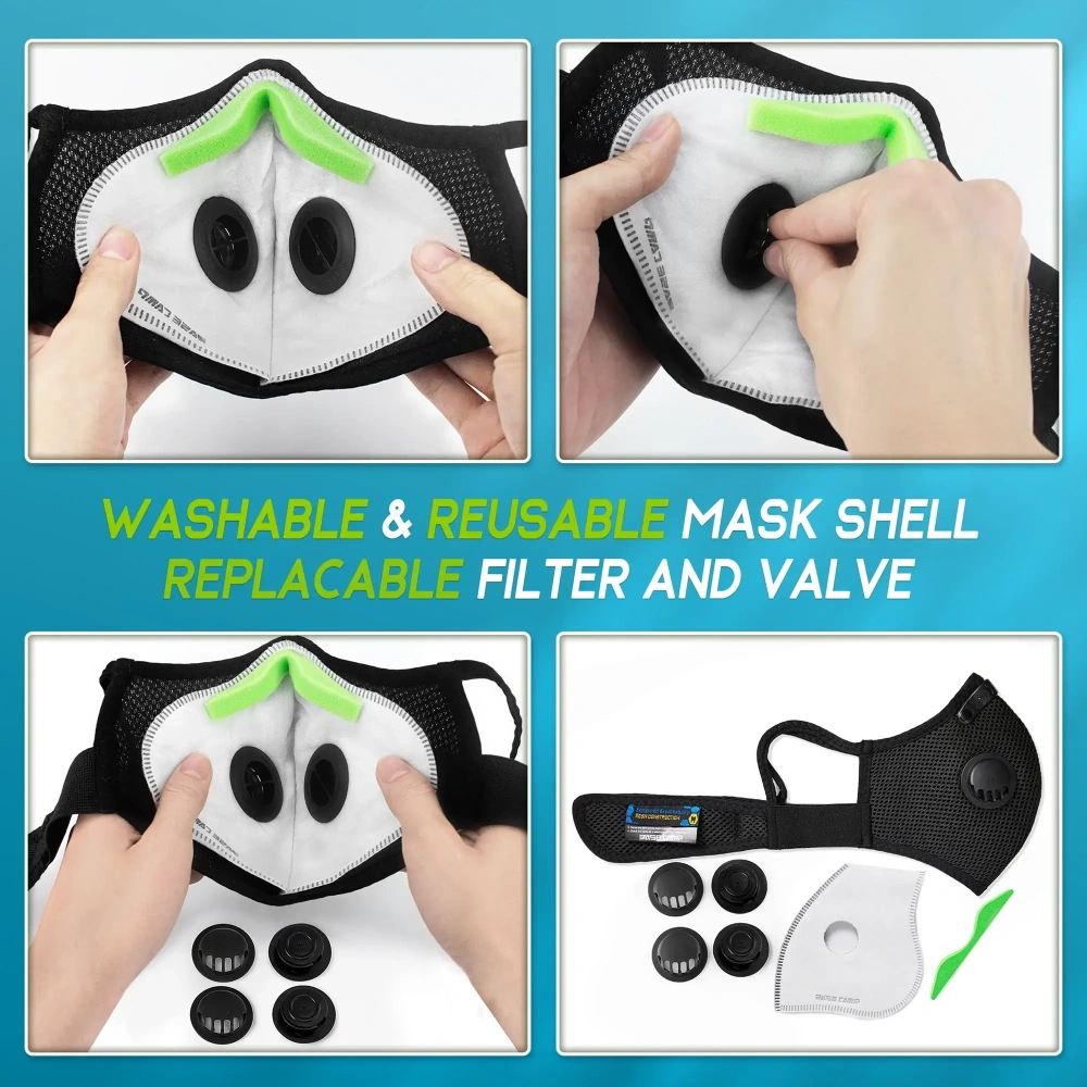 Breath IX M Plus Dust Mask Combo Kit with Nose Foam – Reusable Dust Mask with Activated Carbon Filters