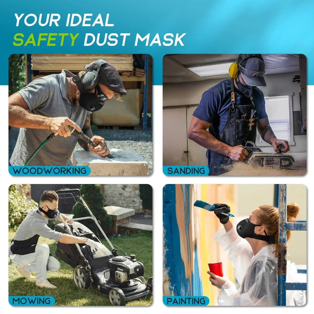 Breath IX M Plus Dust Mask Combo Kit with Nose Foam – Reusable Dust Mask with Activated Carbon Filters