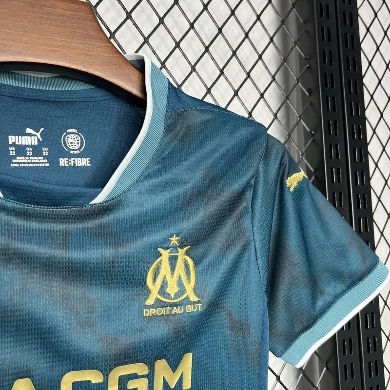 24-25 Marseilles Away Soccer Kids Kit Jersey+Shorts