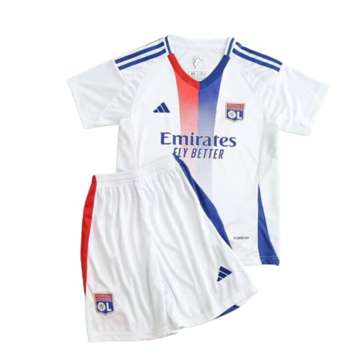 24-25 Olympique Lyonnais Home Kids Kit Jersey+Shorts