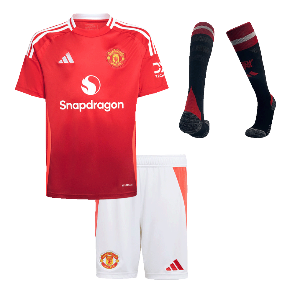 Kids Manchester United Custom Home Full Soccer Kits 2024-25