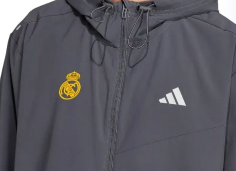 Mens Adidas Real Madrid Tracksuit Jacket 24-25 Charcoal
