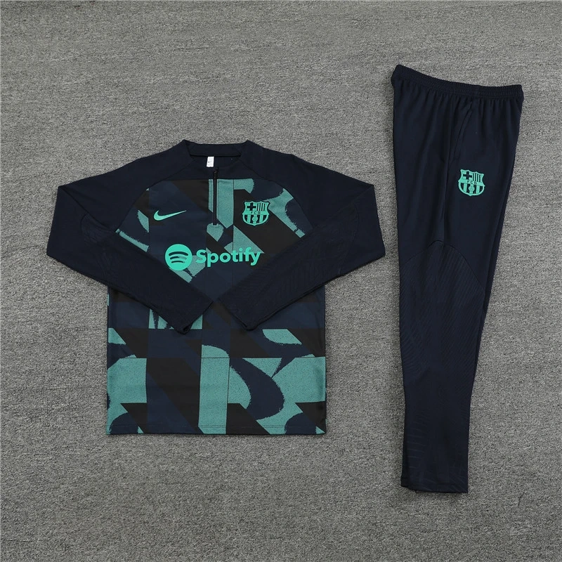 Barcelona Adults And Kids Training Suits Black&Green Tracksuits Jerseys 23-24
