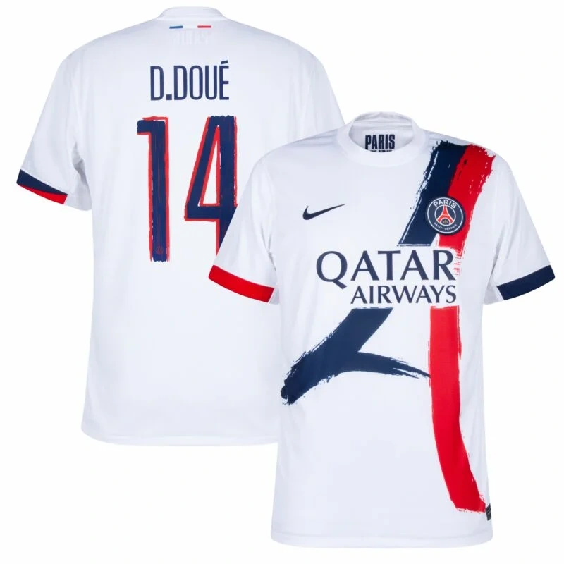 PSG Away D.Doué 14 Shirt 2024-2025 Fan version Size：S-4XL Non-Customize