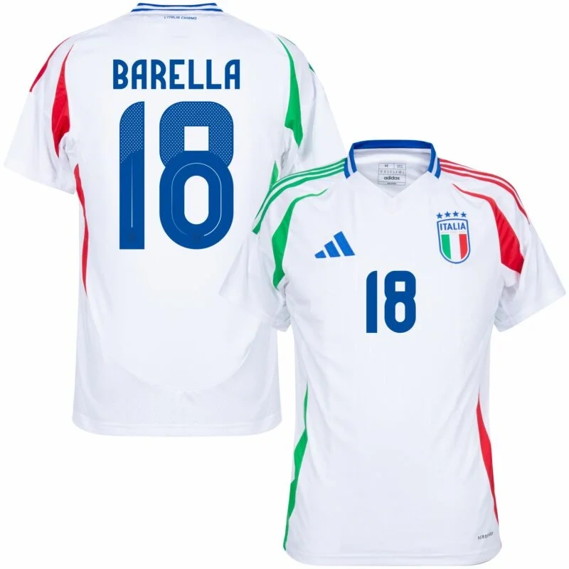 Italy Natio Away Barella 18 Shirt 2024-2025 Fan Size：S-2XL Non-Customize