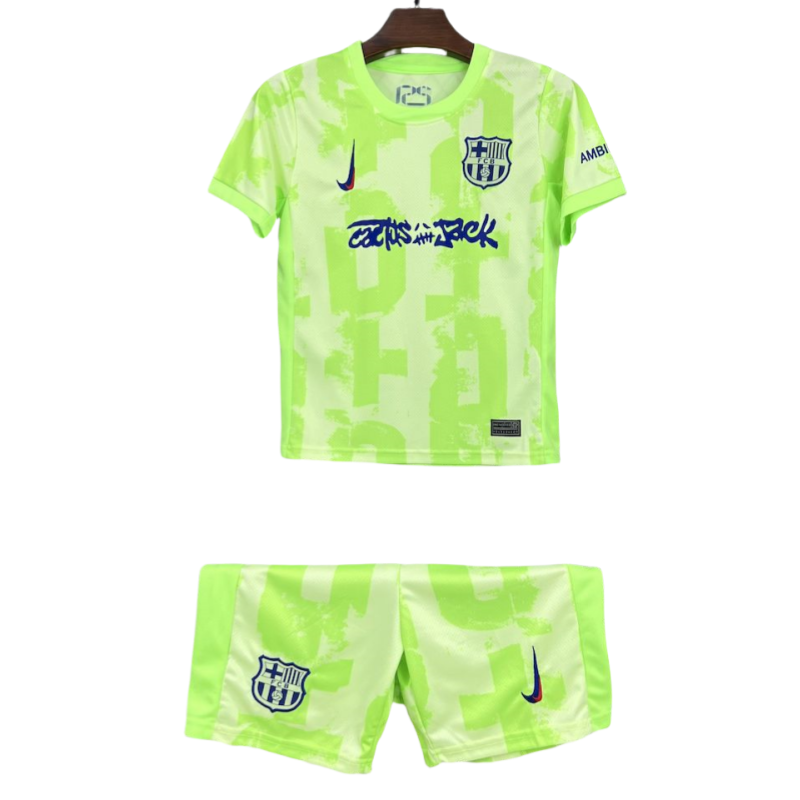 Barcelona Third Travis Scott Edition Kid Kits Youth Apparels Soccer Jersey 24-25