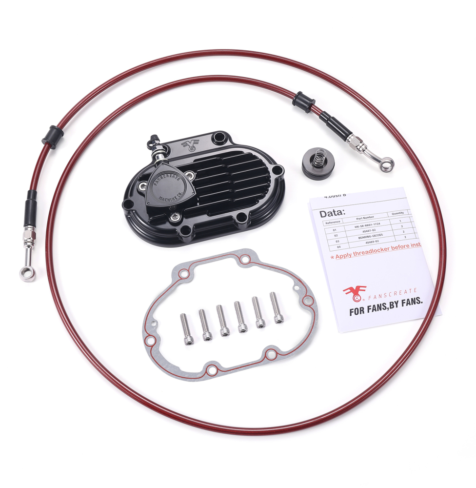 Fanscreate Billet Hydraulic Clutch Transmission Side Cover Black for Harley Touring 2014-2020 M8 Twin Cam Engine Cover