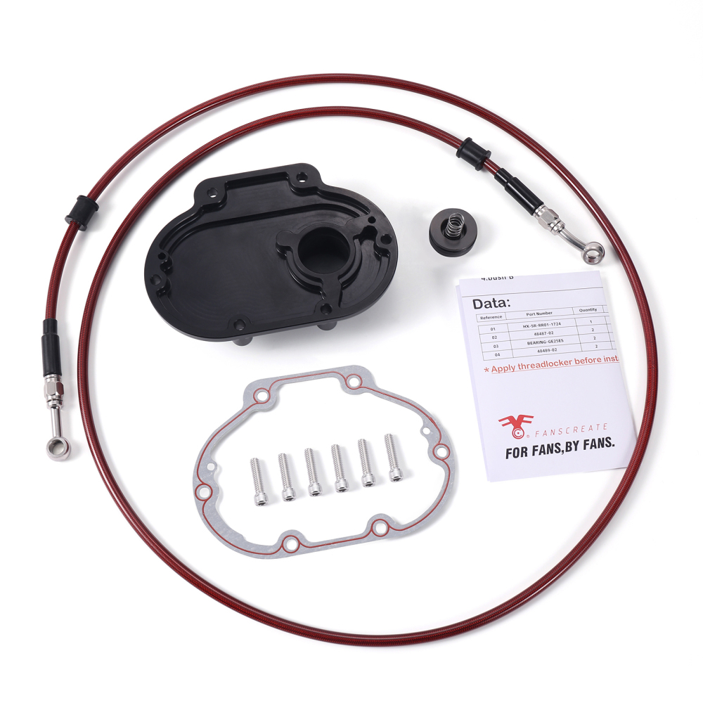 Fanscreate Billet Hydraulic Clutch Transmission Side Cover Black for Harley Touring 2014-2020 M8 Twin Cam Engine Cover