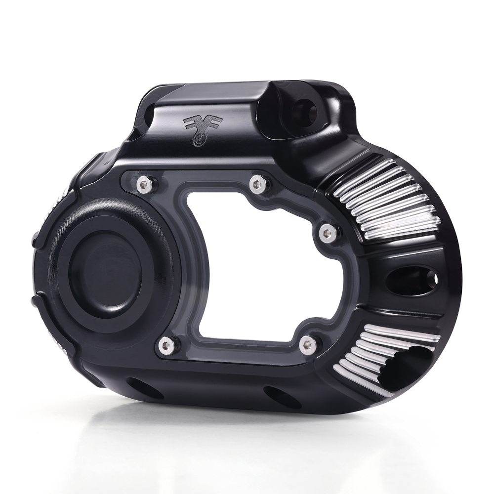Fanscreate CNC Billet Transmission Side Cover w/ Clear Window for Harley Touring Cable Clutch 2007-2013 & 2021-Up