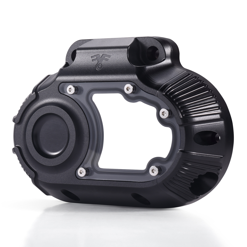 Fanscreate CNC Billet Transmission Side Cover w/ Clear Window for Harley Touring Cable Clutch 2007-2013 & 2021-Up