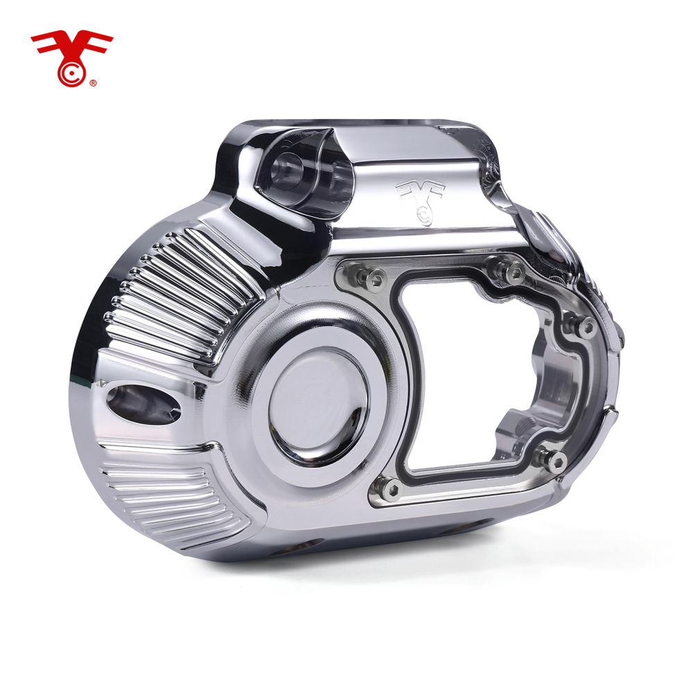 Fanscreate CNC Billet Transmission Side Cover w/ Clear Window for Harley Touring Cable Clutch 2007-2013 & 2021-Up