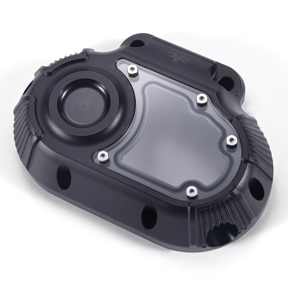 Fanscreate CNC Billet Transmission Side Cover w/ Clear Window for Harley Touring Cable Clutch 2007-2013 & 2021-Up