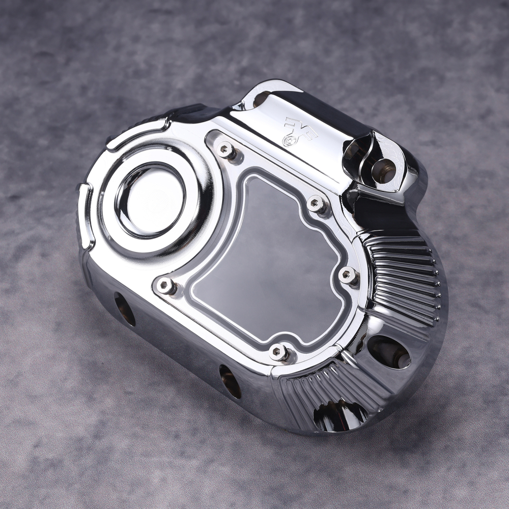 Fanscreate CNC Billet Transmission Side Cover w/ Clear Window for Harley Touring Cable Clutch 2007-2013 & 2021-Up