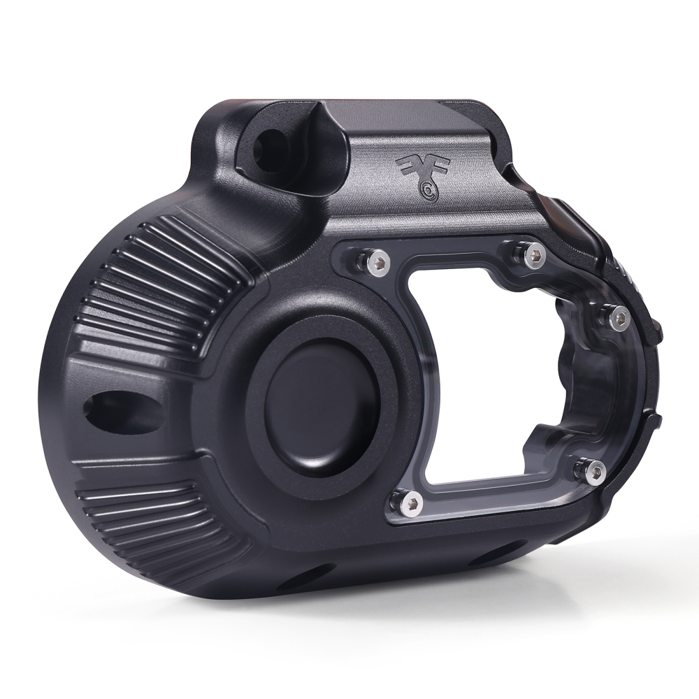Fanscreate CNC Billet Transmission Side Cover w/ Clear Window for Harley Touring Cable Clutch 2007-2013 & 2021-Up