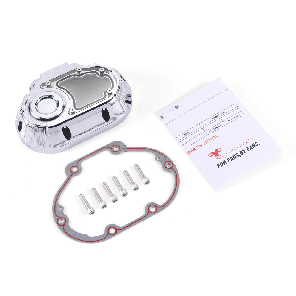 Fanscreate CNC Billet Transmission Side Cover w/ Clear Window for Harley Touring Cable Clutch 2007-2013 & 2021-Up