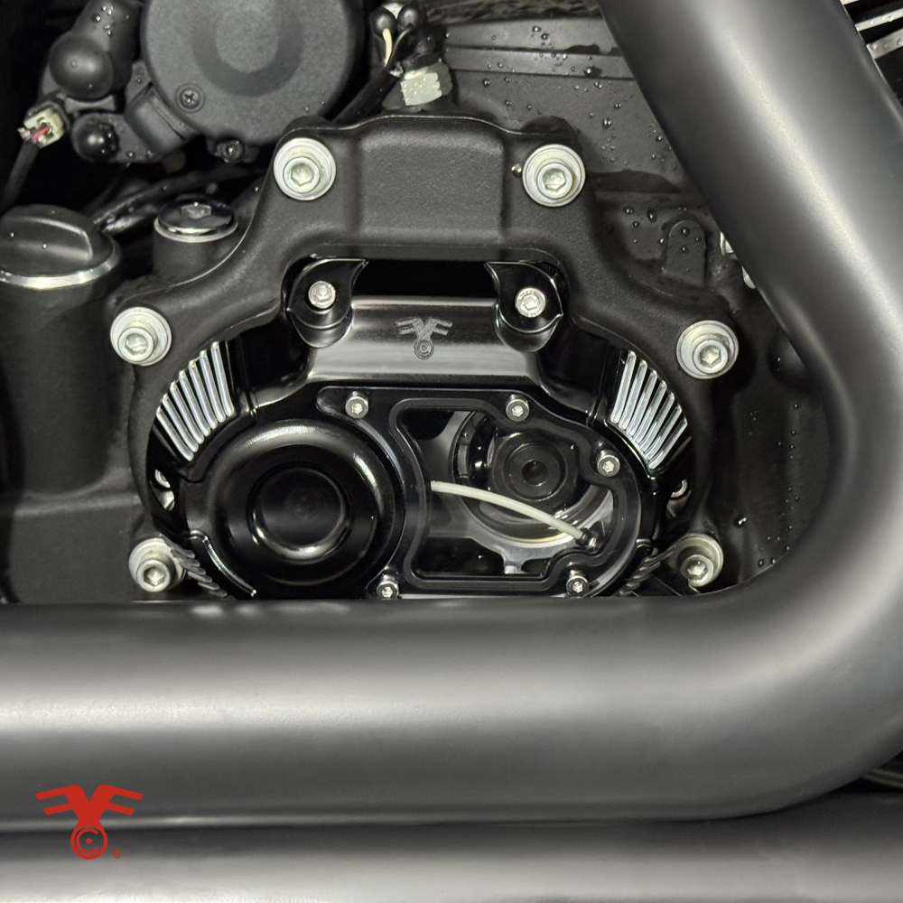 Fanscreate CNC Billet Transmission Side Cover w/ Clear Window for Harley Touring Cable Clutch 2007-2013 & 2021-Up