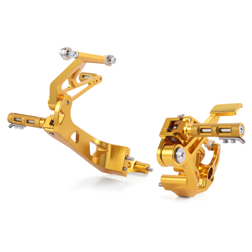 Fanscreate Adjustable Racing Mid Control Footpegs for Harley Touring M8 2017-2025 – CNC Forged Aluminum (Black / Raw / Gold)