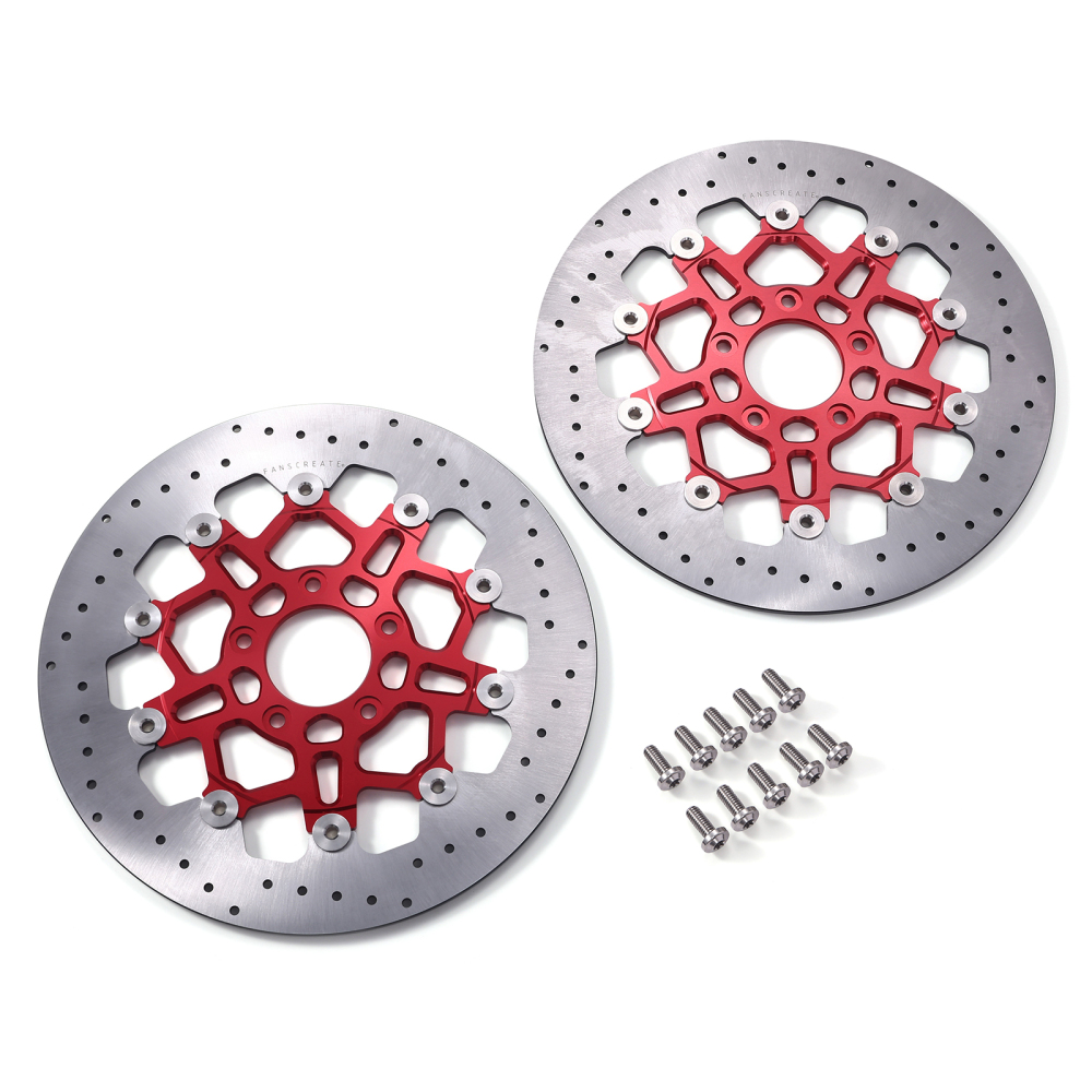 Fanscreate 11.8” Floating Front Brake Rotor for Harley Touring – CNC 420 Stainless Steel & 7075 Aluminum (Black / Red / Gold)
