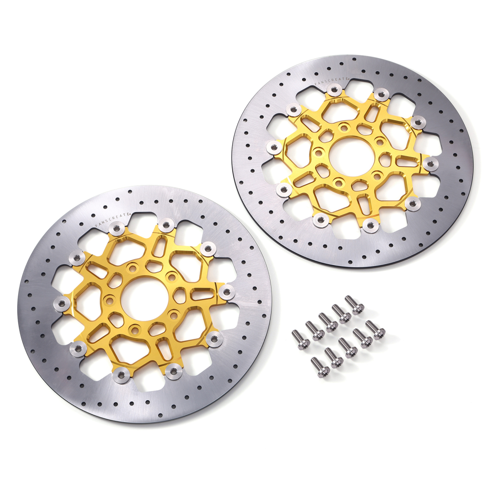 Fanscreate 11.8” Floating Front Brake Rotor for Harley Touring – CNC 420 Stainless Steel & 7075 Aluminum (Black / Red / Gold)