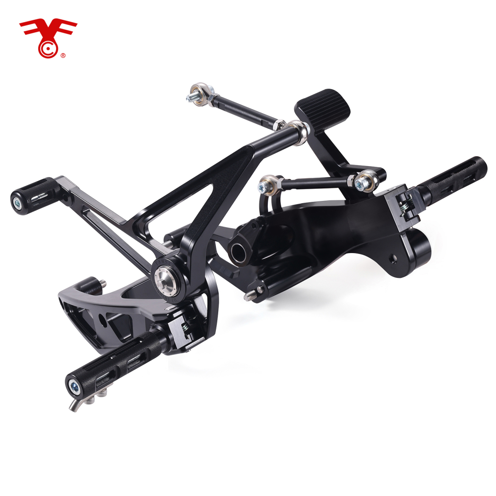 Fanscreate Adjustable Racing Mid Control Footpegs for Harley Touring M8 2017-2025 – CNC Forged Aluminum (Black / Raw / Gold)