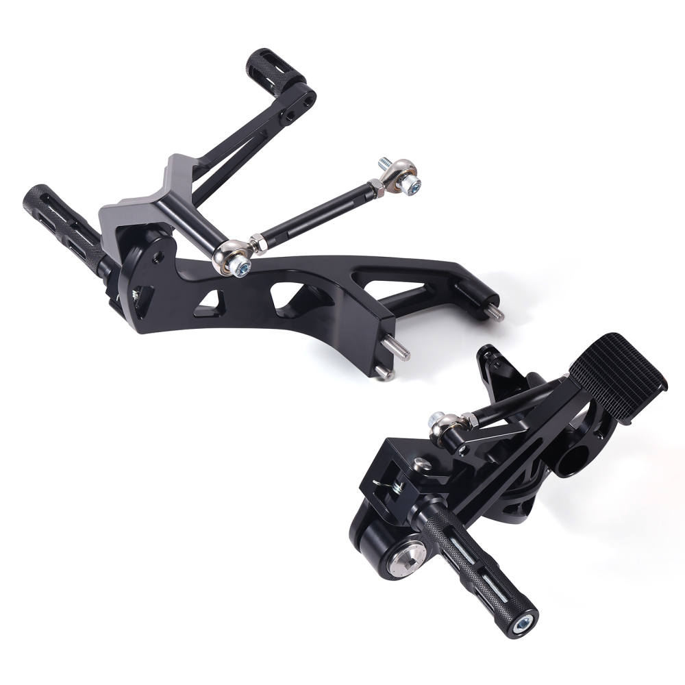 Fanscreate Adjustable Racing Mid Control Footpegs for Harley Touring M8 2017-2025 – CNC Forged Aluminum (Black / Raw / Gold)