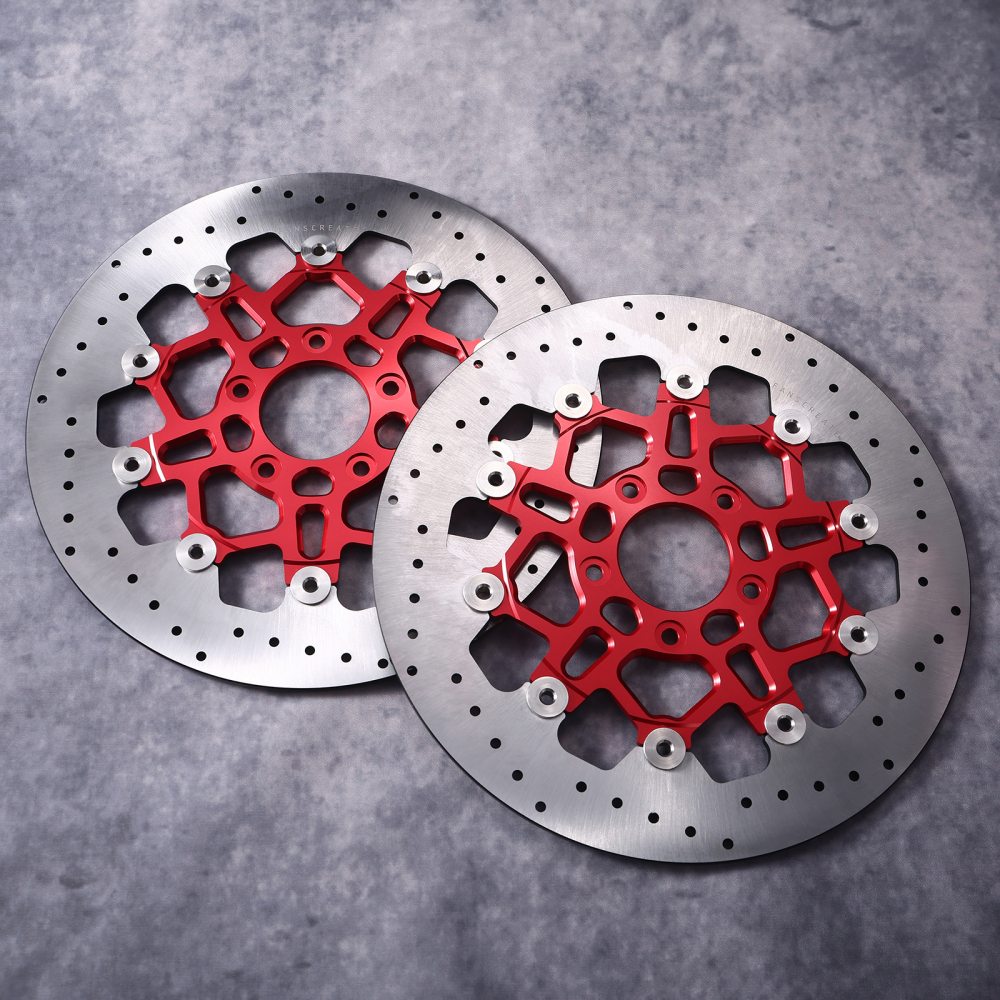 Fanscreate 11.8” Floating Front Brake Rotor for Harley Touring – CNC 420 Stainless Steel & 7075 Aluminum (Black / Red / Gold)