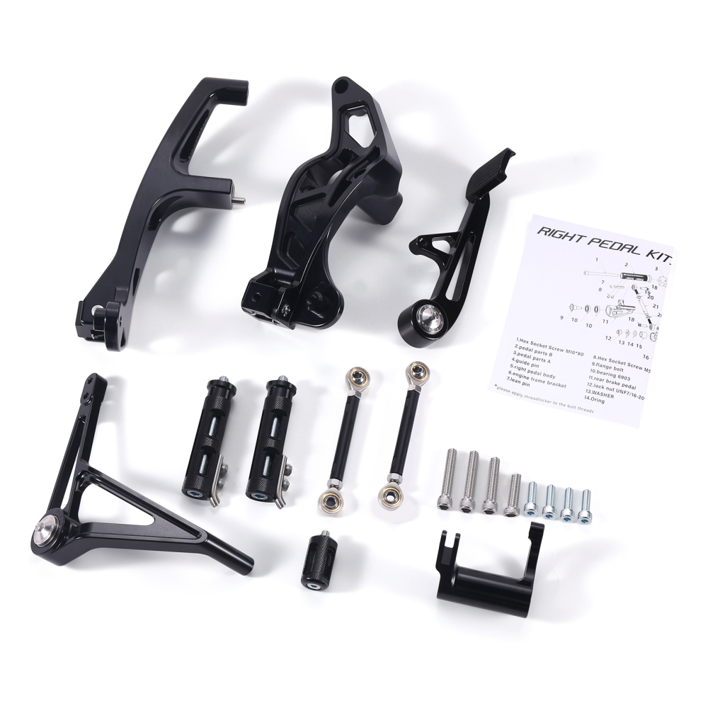 Fanscreate Adjustable Racing Mid Control Footpegs for Harley Touring M8 2017-2025 – CNC Forged Aluminum (Black / Raw / Gold)