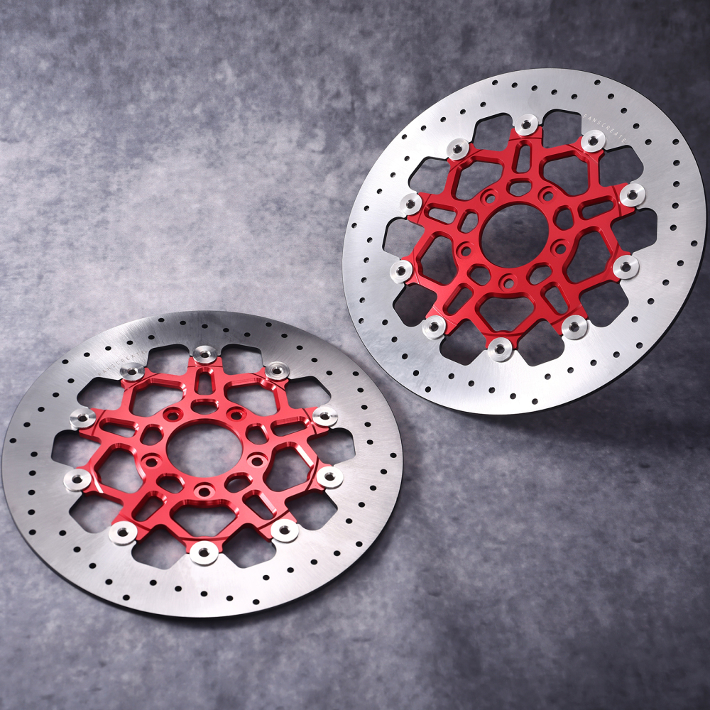 Fanscreate 11.8” Floating Front Brake Rotor for Harley Touring – CNC 420 Stainless Steel & 7075 Aluminum (Black / Red / Gold)