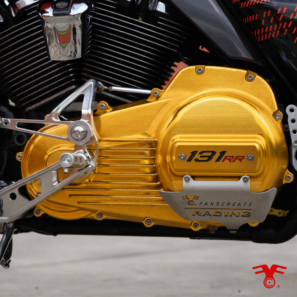 Fanscreate Aluminum CNC Clutch Gold Outer Primary Cover For Harley Touring Softail 114/117 M8 Engines