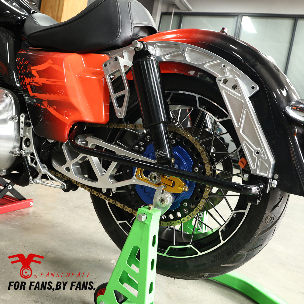 Fanscreate Performance Forged Aluminum Rear Subframe for Harley Touring 2014-2024 – Lightweight CNC Upgrade (Black / R