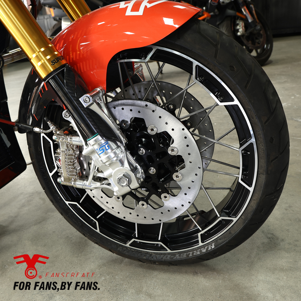 Fanscreate Forged 6061-T6 Aluminum Spoked 19*3.5” Wheels for Harley Touring 2014-2026 – CNC Billet w/ 304 Stainless Steel Spokes