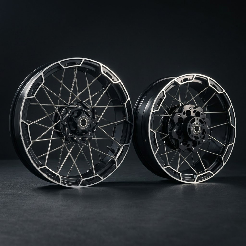 Fanscreate Forged 6061-T6 Aluminum Spoked 19*3.5” Wheels for Harley Touring 2014-2026 – CNC Billet w/ 304 Stainless Steel Spokes
