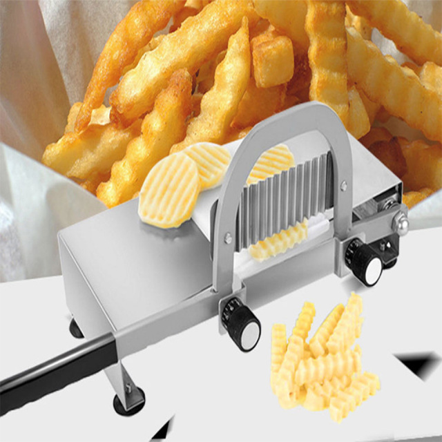 Cortador de Batatas Fritas Ondulado Manual em Aço Inoxidável Durável