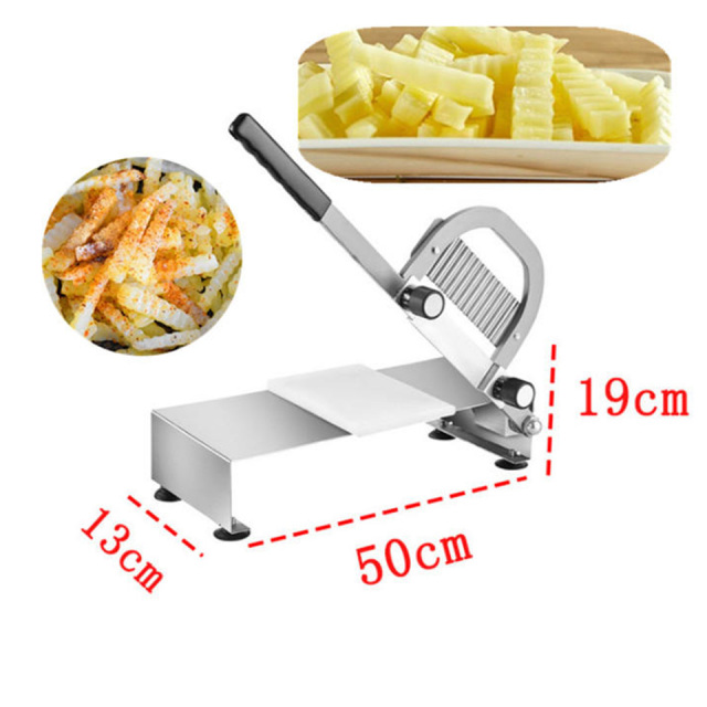 Cortador de Batatas Fritas Ondulado Manual em Aço Inoxidável Durável