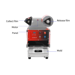 DF250TA Seladora automática de bandejas para recipientes de alimentos, copos, tampas e kits de refeição.