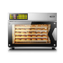 Forno elétrico de ar quente T60 77L com interior em aço inoxidável e luz embutida.