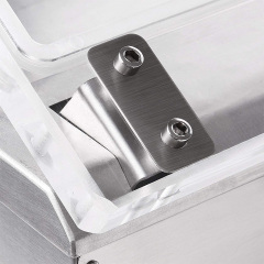 Máquina de embalagem a vácuo de mesa com selagem de 260 mm e bomba de 6,5 m³/h.