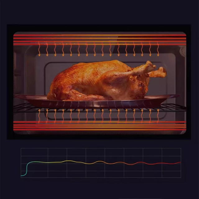 Forno a vapor elétrico HBD-7001H de 70 litros com aquecimento superior e inferior ajustável.