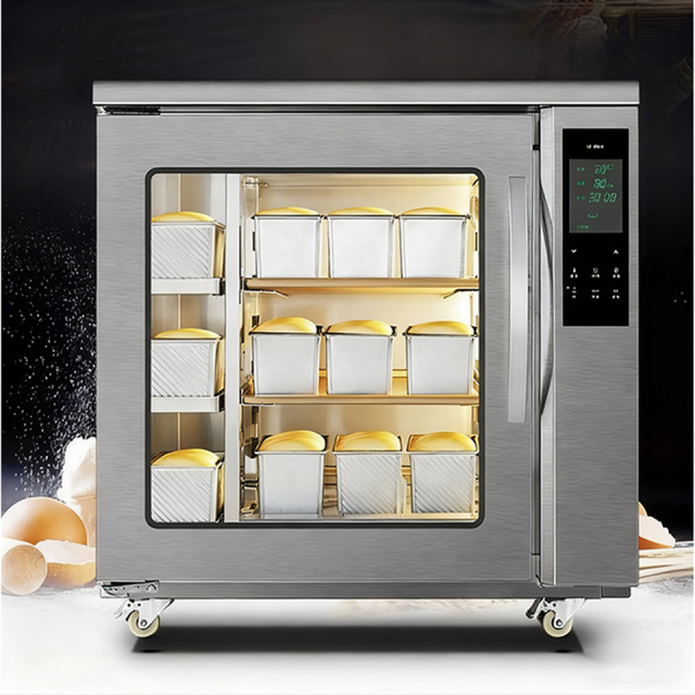 Fermentadora vertical de massa de 32 litros com controle digital de temperatura, sistema de pulverização e temporizador.