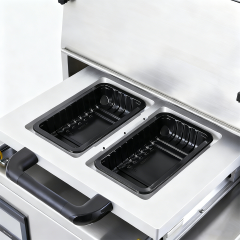 Máquina de embalagem a vácuo de mesa DQ400T-VS com largura máxima de filme de 390 mm.