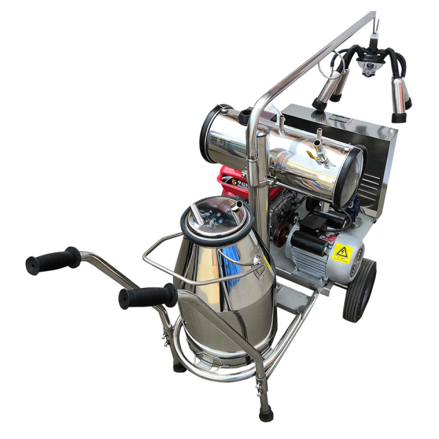 Ordenhadeira de tambor único, dupla função óleo-elétrica, para 10 a 12 vacas por hora.