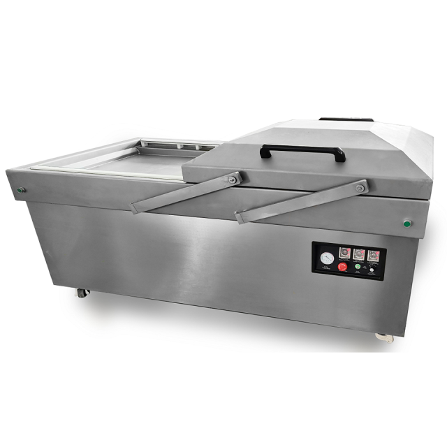 Máquina de embalagem a vácuo automática com tampa articulada e câmara dupla DZ-820/2SB