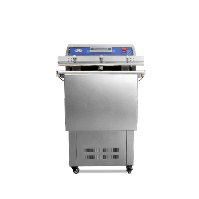 Seladora a vácuo externa horizontal de 600 W e 800 W em aço inoxidável com selagem de 600 a 800 mm.