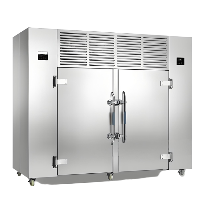 Congelador de ultra baja temperatura con 40 cajones y carro, a -60 °C, para uso comercial.