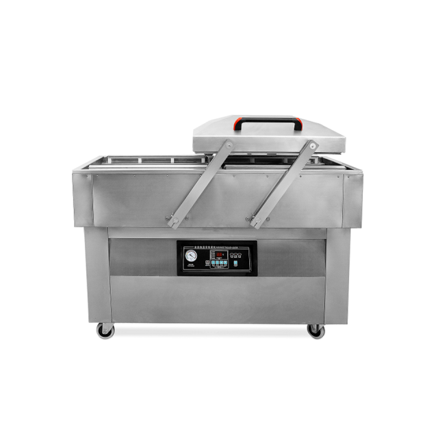 Máquina de embalagem a vácuo de câmara dupla aprofundada para câmaras de 150 a 300 mm.