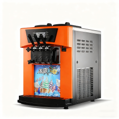 Máquina de sorvete de mesa com tanque duplo de alto volume para uso comercial.