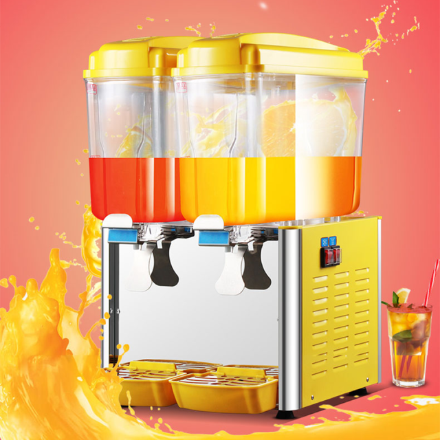 Máquina comercial de bebidas geladas com opções de múltiplas capacidades de 18L, 36L e 54L.