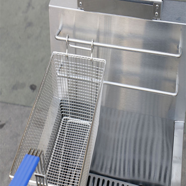 Freidora de gas de doble cesta E-RQZ-747 de 15 l para cocinas comerciales