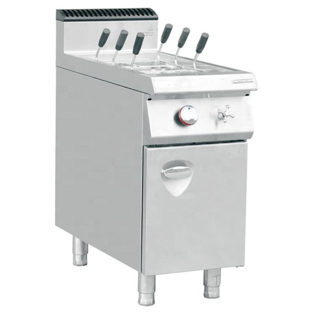 Cocedor de pasta eléctrico comercial E-DYF-900S de una sola olla de 6 kW con armario de almacenamiento